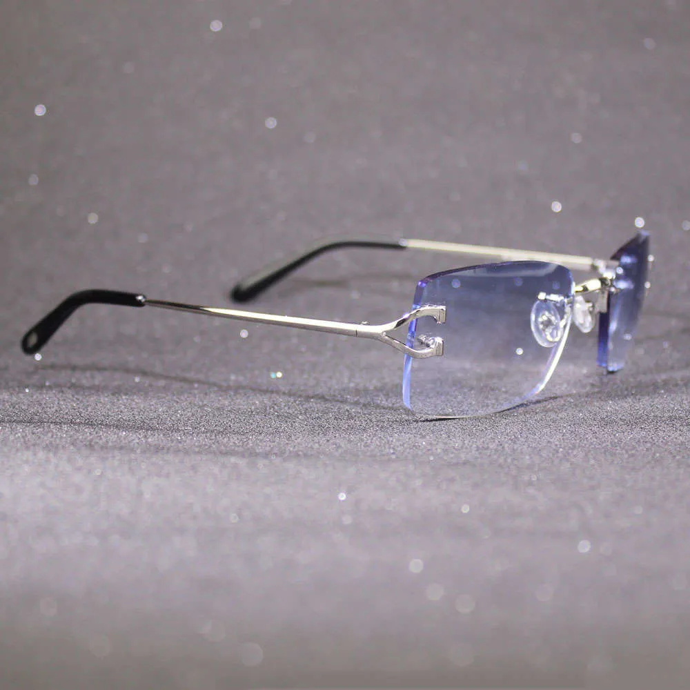 Lunettes de soleil sans bord pour hommes et femmes Cadre de lunettes de soleil de luxe avec lentilles colorées Classic Eyewear Gafas de Sol2550489