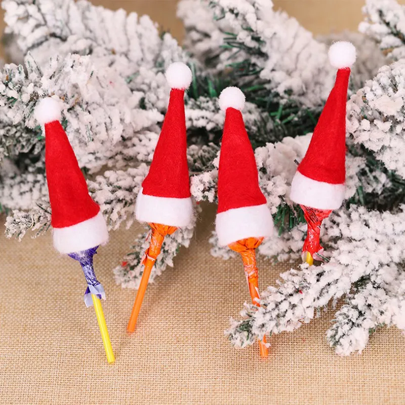 Décorations de Noël Mini chapeau de Père Noël bouteille chapeau de bonbons chapeau de flanelle couteau et couverture de fourchette