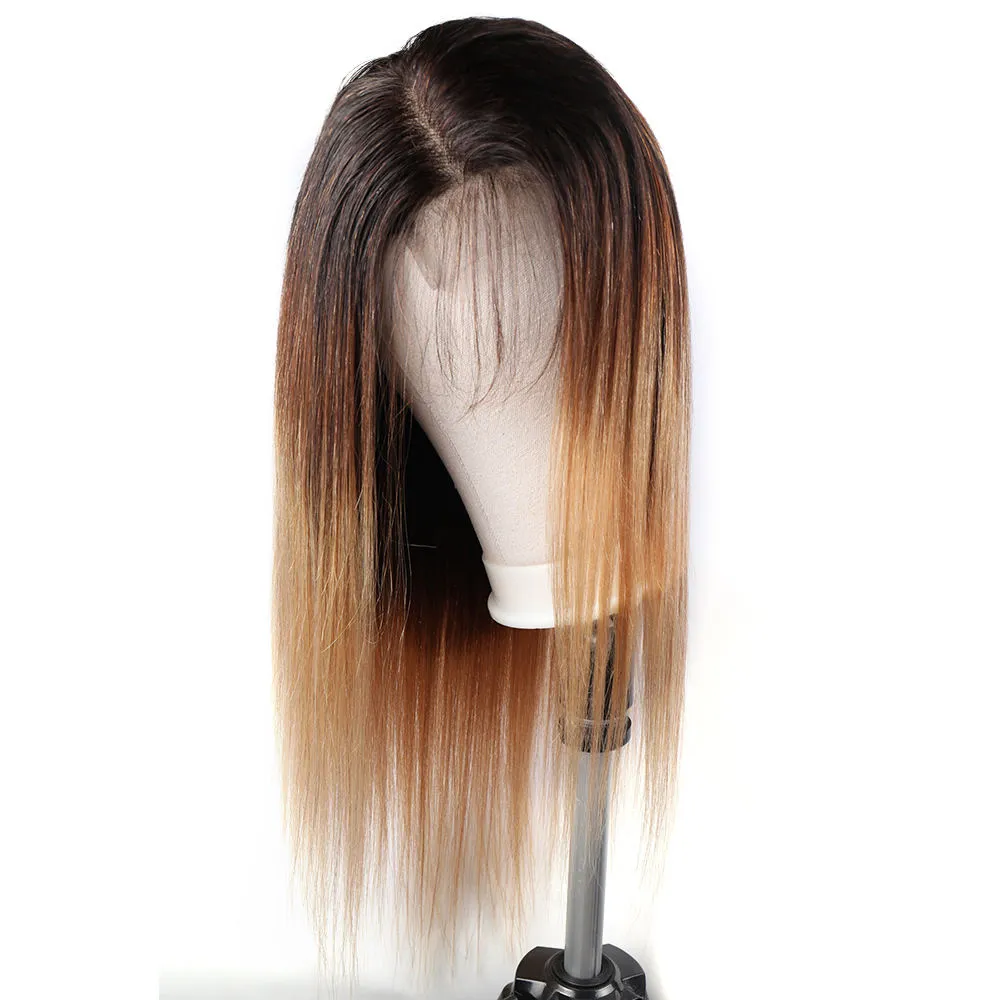 Ombre koronkowa przednia peruka prosta ludzka peruki dla czarnych kobiet 30 -calowa koronkowa peruka Brazylijska ludzkie włosy 4x4 Bob Zamknięcie