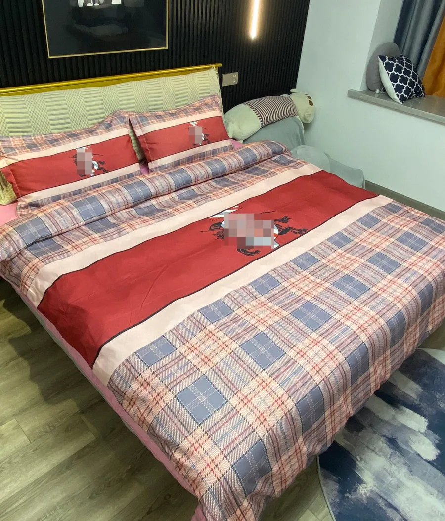 Designer B Luxus-Bettbezug- und Kissenbezüge-Sets, grüne Druckdecke, warme und bequeme Bettwäsche-Sets