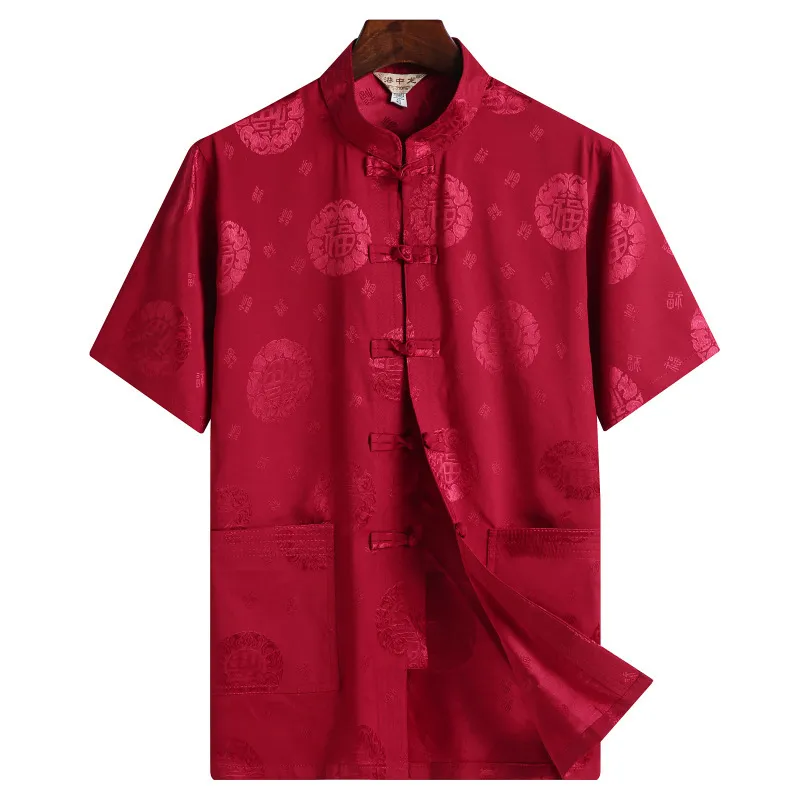 Ejderha Baskı Gömlek Erkek Çin Tarzı Casual Gömlek Erkekler Kung Fu Üniforma T-Shirt Mandarin Yaka Kısa Kollu Tang Suit Camisas 210524