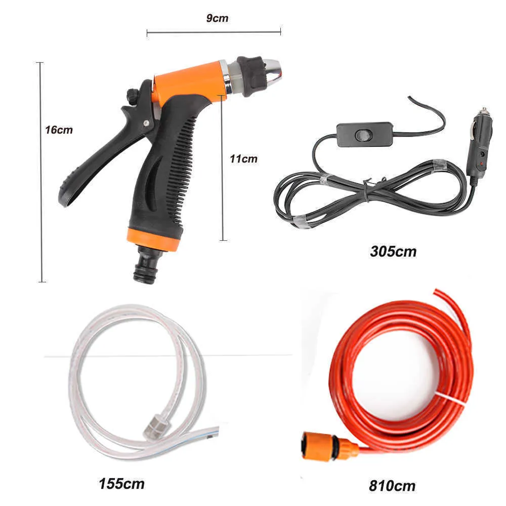 Hose Set Washing Washer Cleaning Machine 12V Auto Accessories Portable With Adapter Car High Pressure Gun Electric Water Pump