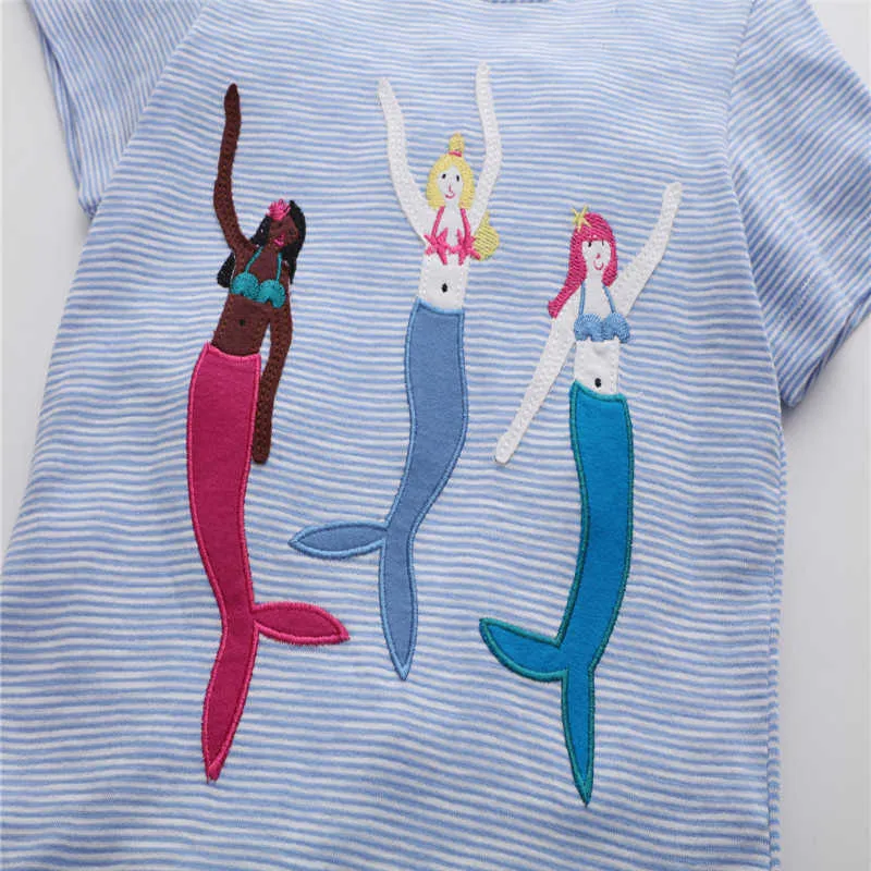Прыжки метров летом девочек бабочки печати хлопчатобумажная одежда мода туника футболки детские тройники 210529