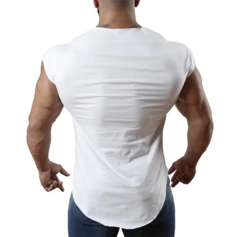 Mięśni faceci letnie kulturystyka fitness mężczyzna krótki rękaw koszulka siłownia koszula męska slim fit rajstopy marki fitness t shirt topy 210421