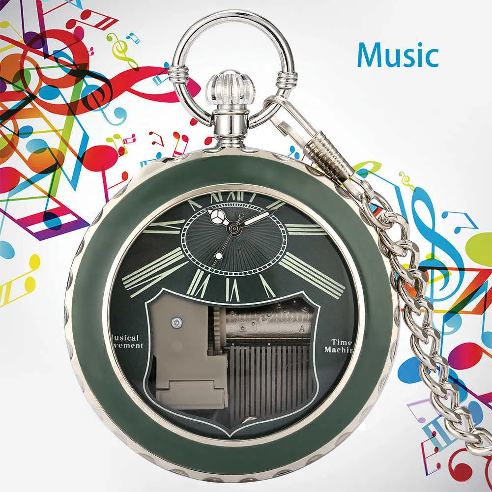 Orologio da taschino musicale in vetro trasparente Swan Lake Melody Music Antique Pendant Timepiece Vintage Quartz es Gift 211013215U