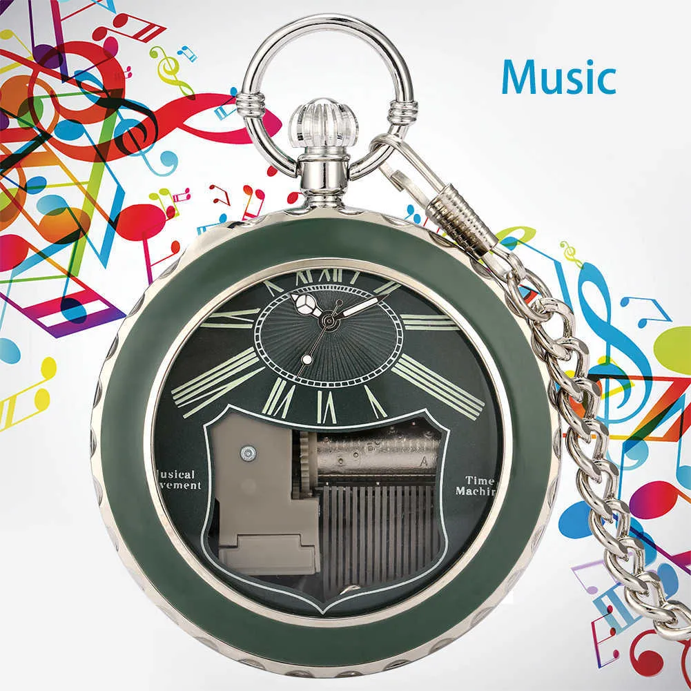 Transparent glas musikaliska fickklocka Swan Lake Melody Music Antique Pendant TimePiece Vintage Quartz Es Gift 211013287n