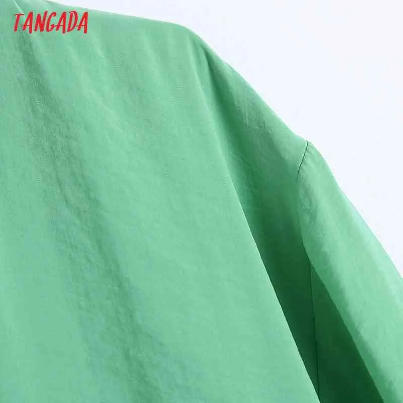 Moda mujer verde de gran tamaño con cuello en V manga larga oficina damas vestido midi be578 210416