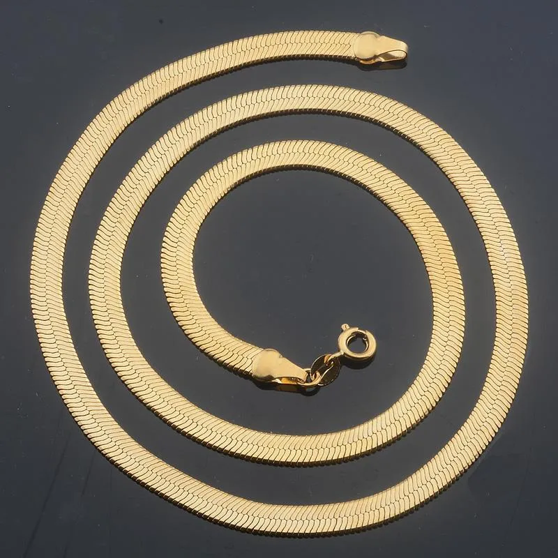1 stücke 4mm 5mm 9mm Männer Frauen Gelb Gold Farbe Weiß Link Fischgräten Halskette Ganze Ketten Jewelry170h