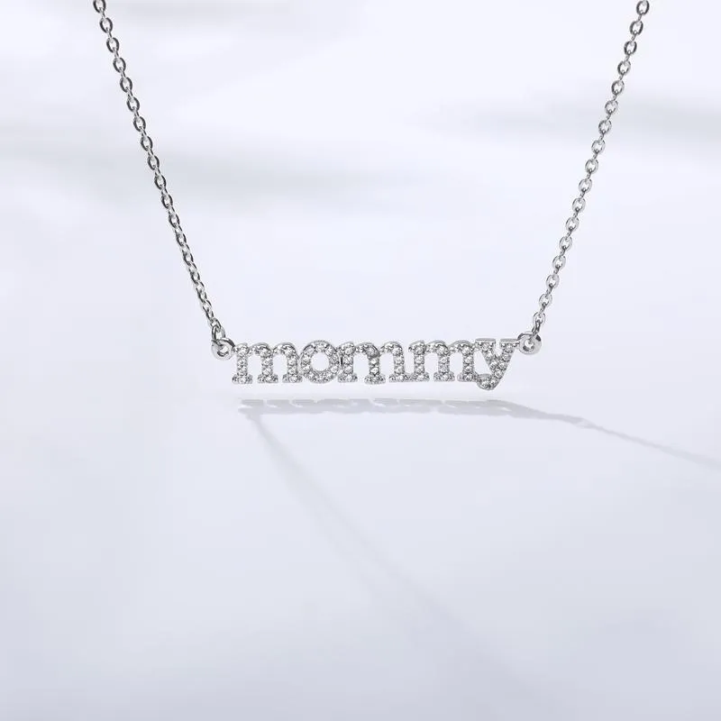 Pendant Necklaces 2021 Collier Femme Fashion Letter Stainless Steel Long Chain Mommy Pendants Mother Day Birthday Gifts281f