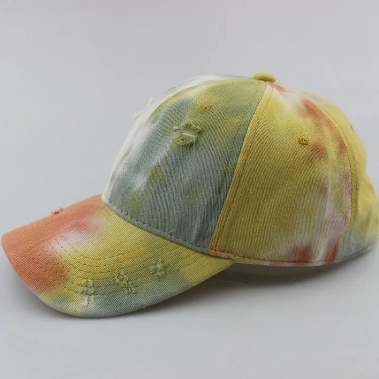 Heren en dames stropdas geverfd hoed gradiënt kleur Oude gat baseball cap Korean Wash Pet petten 4 Stijl T2I52275