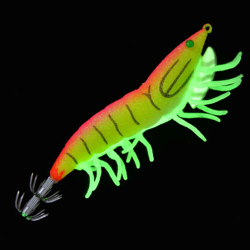 Wędkarstwo Przyciąga 3D Luminous Shrimp Squid Hook Jigs Leurre EGI Octopus Calamar Buttlefish 211222230W