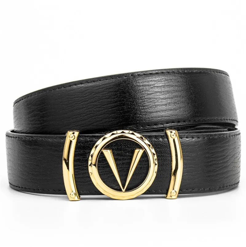 Ceinture Design lettre V pour hommes et femmes, ceintures à boucle lisse, largeur 3 à 4cm, haute qualité, 4 couleurs en option 278Y