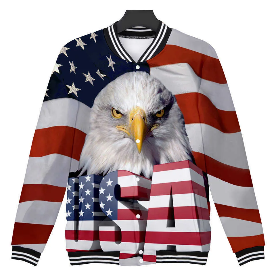 Amerikanska flaggan örn 3d tryckt jacka kappa män kvinnor högkvalitativa streetwear sweatshirt mode usa flagga jackor kläder x0621