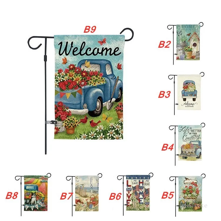 Printemps jardin drapeau cour drapeau de bienvenue maison extérieure double face impression libellule voiture bannière drapeaux 32style T2I51930