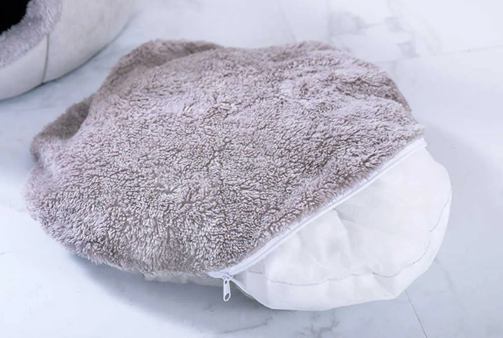 Opvouwbare en verwijderbare kat bed zelfverwarming voor binnenhondhuis met matras puppy kooi lounger grijze ropa para perro druppel 211006