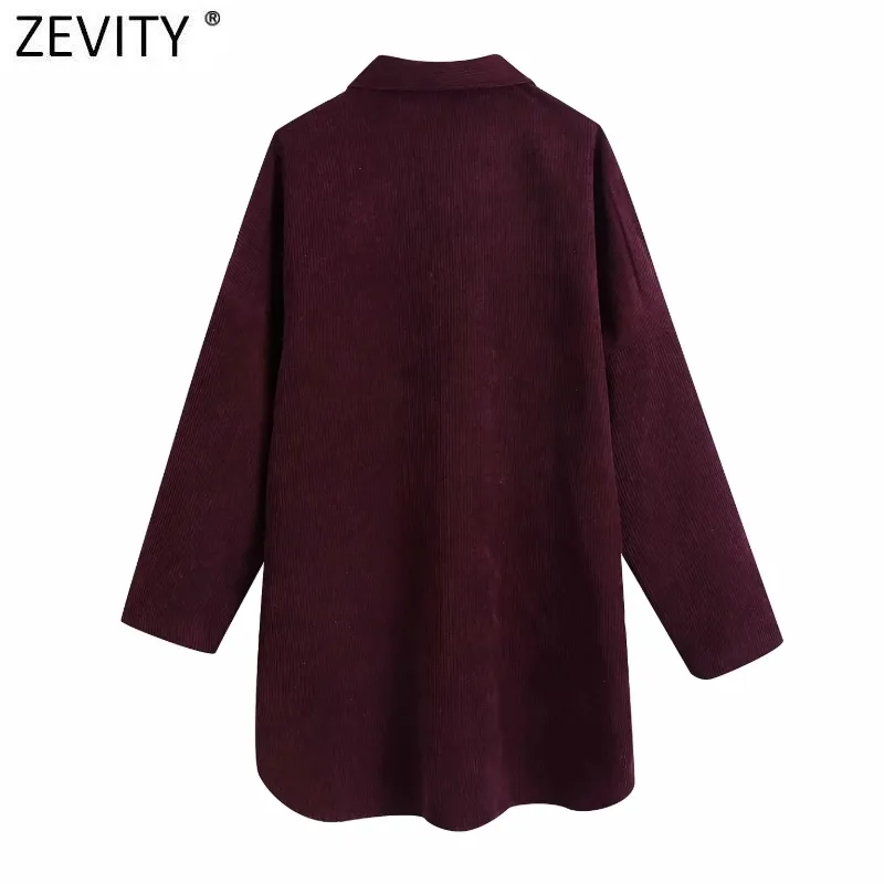 Kobiety Vintage Duże kieszenie Patch Casual Loose Corduroy Koszula Płaszcz Kobiet Z Długim Rękawem Nieregularne Kurtka Chic Topy CT631 210420