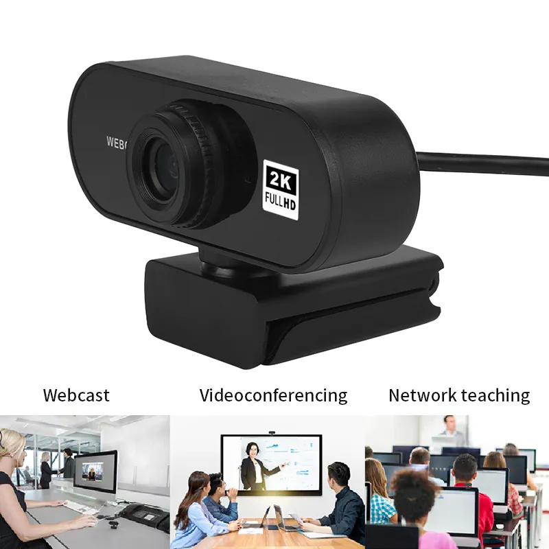 2K HD Webcam Mini ordinateur WebCamera Microphone intégré Prise USB Appel vidéo sans pilote Caméra Web PC portable