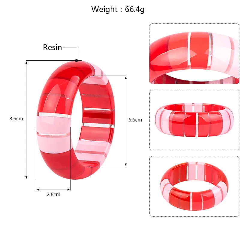 Guanlong moda gradiente listra flexível resina ajustável acrílico redondo pulseiras artesanais pulseiras para senhoras menina jóias q0719