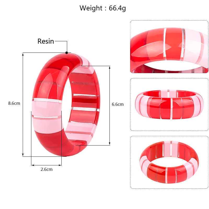 Guanlong мода градиентная полоса гибкая регулируемая смола акриловые круглые ручной работы браслеты браслеты для женской девушки подарочные украшения Q0719
