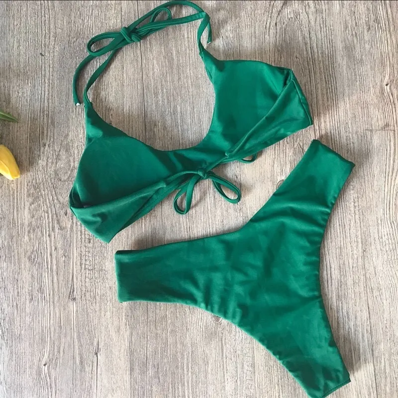 Plaj Set Seksi Bayanlar Kravat Yay Bandaj Bağlama Sutyen Mayo Yüzmek Bikini Kadın Mayo Mayo 2 Parça Set 210429