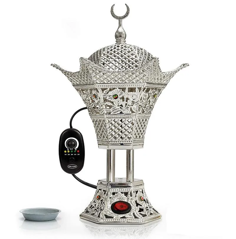 Bruciatore di incenso elettrico arabo Caricatore Bruciatori Bakhoor portatili con timer regolabile Ramadan Decorazioni la casa Lampade profumate266K
