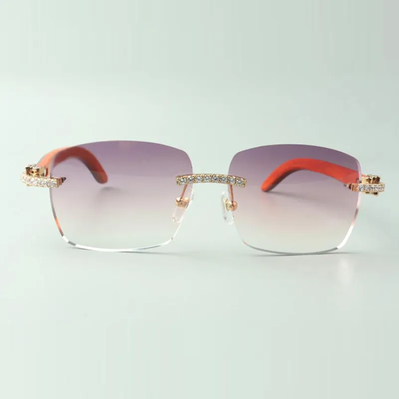 Direct's Endless Diamond Sonnenbrille 3524025 mit orangefarbenen Holzbügeln, Designerbrillengröße 18-135 mm215e