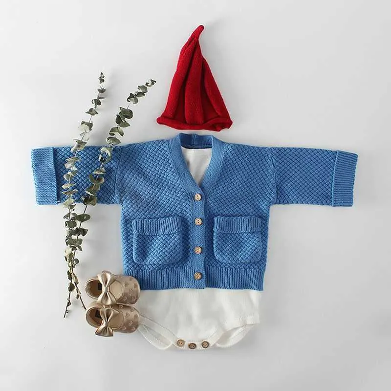 Розничный свитер для ребёнка мальчик весенний осенний с длинным рукавом вязать кардиган верхняя одежда детская одежда синяя хаки 0-3T E83004 210610