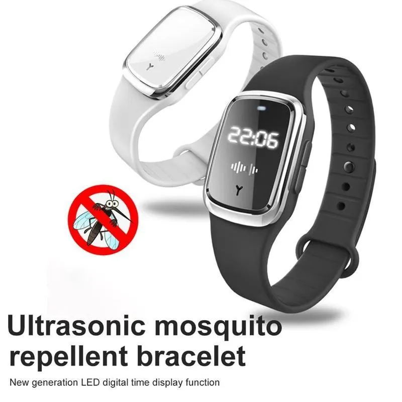 Pulseira repelente de mosquitos ultrassônica eletrônica anti-insetos à prova d'água pulseira ao ar livre adulto crianças assassino de pragas pulso w306p