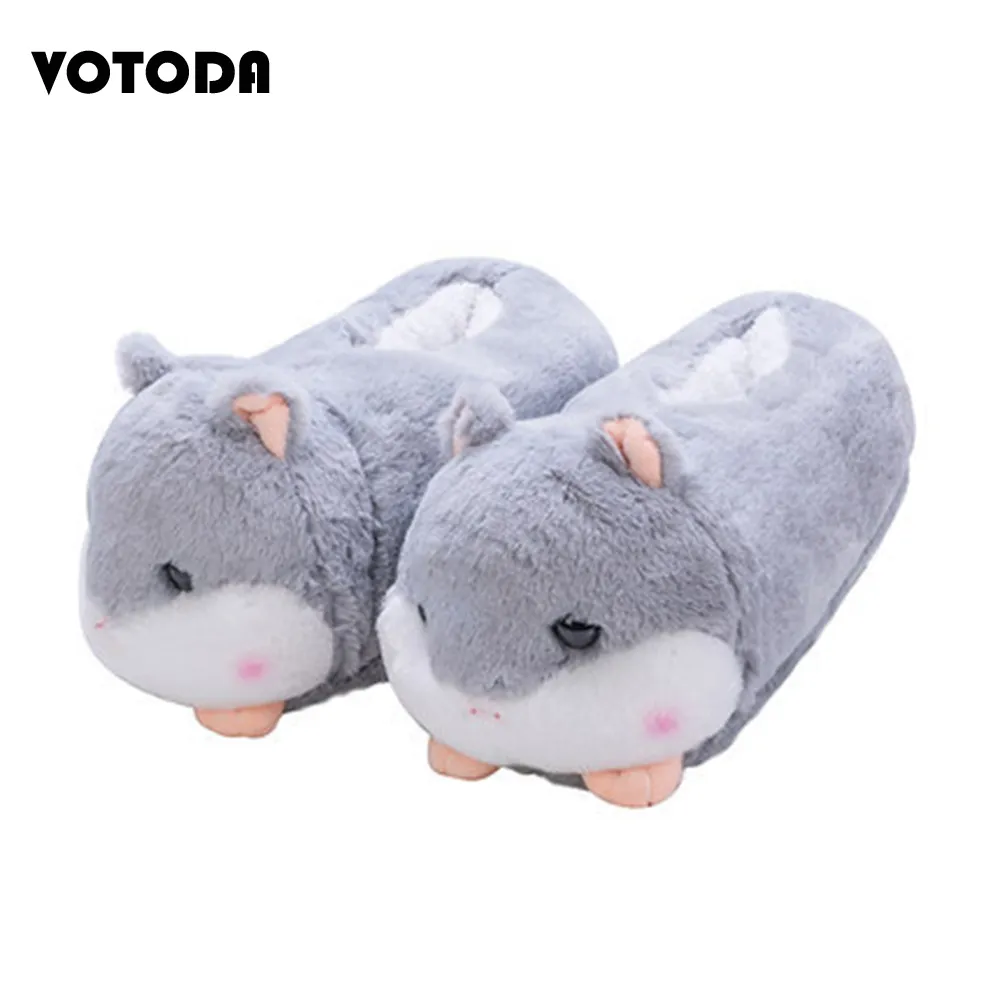 Hiver Femmes Pantoufles À Fourrure Dessin Animé Canard Licorne Diapositives Mignon Animal Fourrure Tongs Maison En Peluche Pantoufles Intérieur Chaud Coton Chaussures C0330