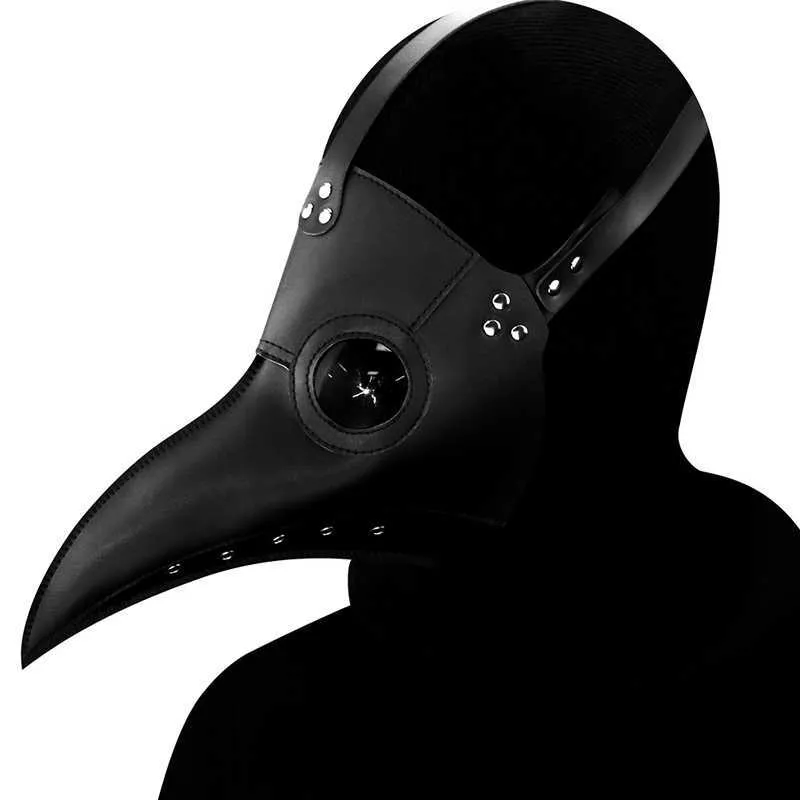 Drôle Médiéval Steampunk Peste Docteur Oiseau Masque Latex Punk Cosplay Masques Bec Adulte Halloween Événement Cosplay Props Blanc Noir L230704