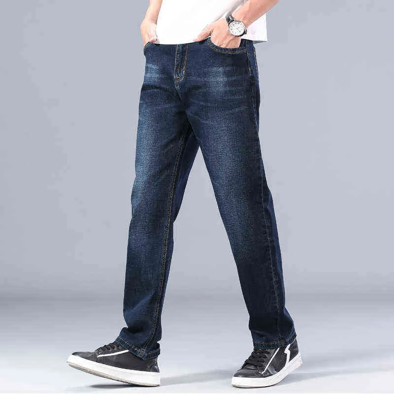 Shan Bao хлопок растягивающиеся мужские прямые свободные летние тонкие джинсы весна классический бренд повседневные легкие джинсы синий 211206