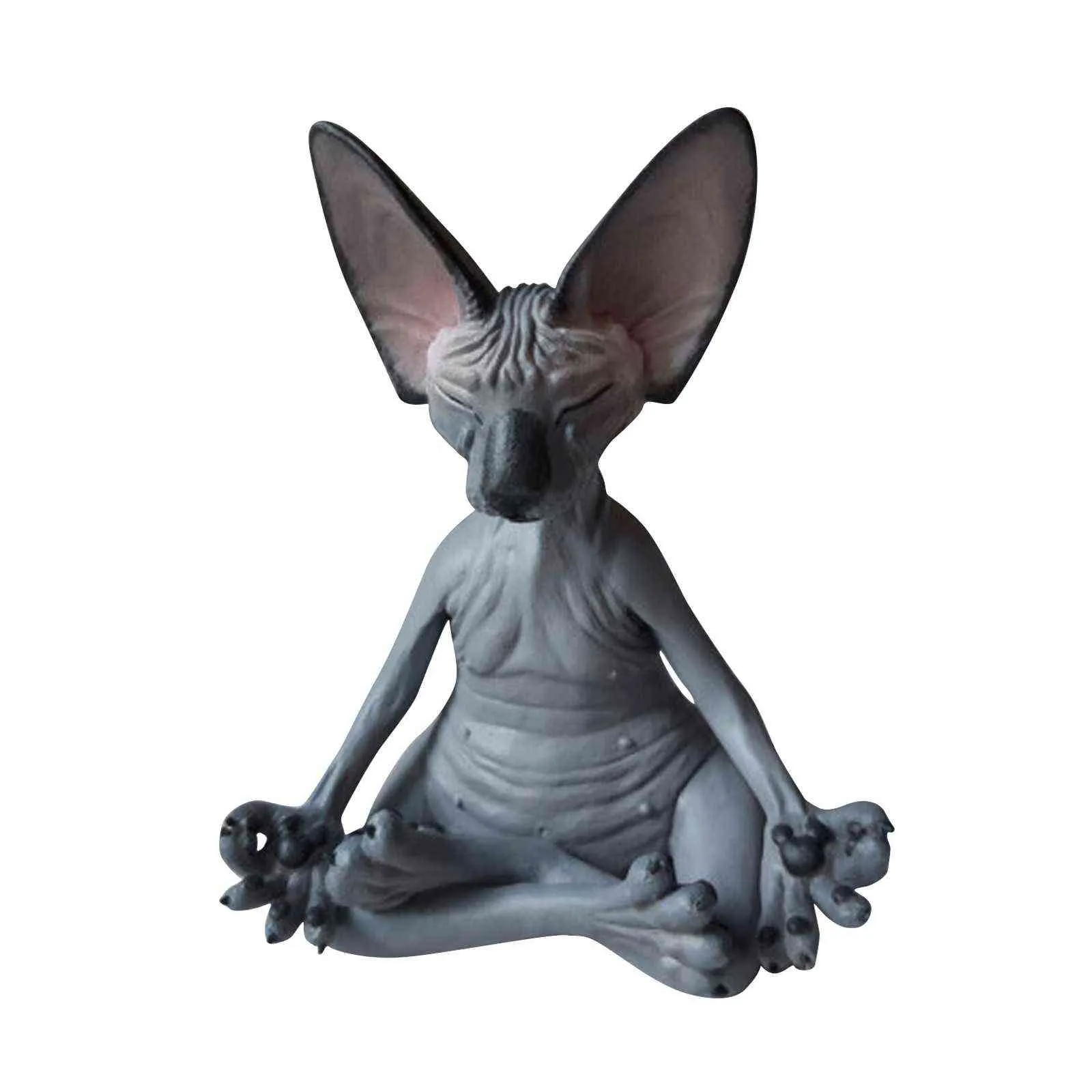 8cm 고양이 명상 동상 수집 가능한 인형 미니어처 장식 Sphynx 데스크탑 ation 동물 모델 그림 홈 스핑크스 211101
