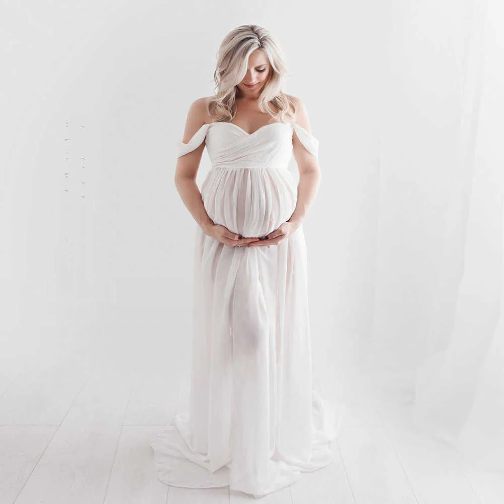 Sexy Maternity Dresses For Photo Shoot Chiffon Pregnancy Dress Photography Prop Maxi Gown Dresses For Pregnant Women Clothes D30 Y0924