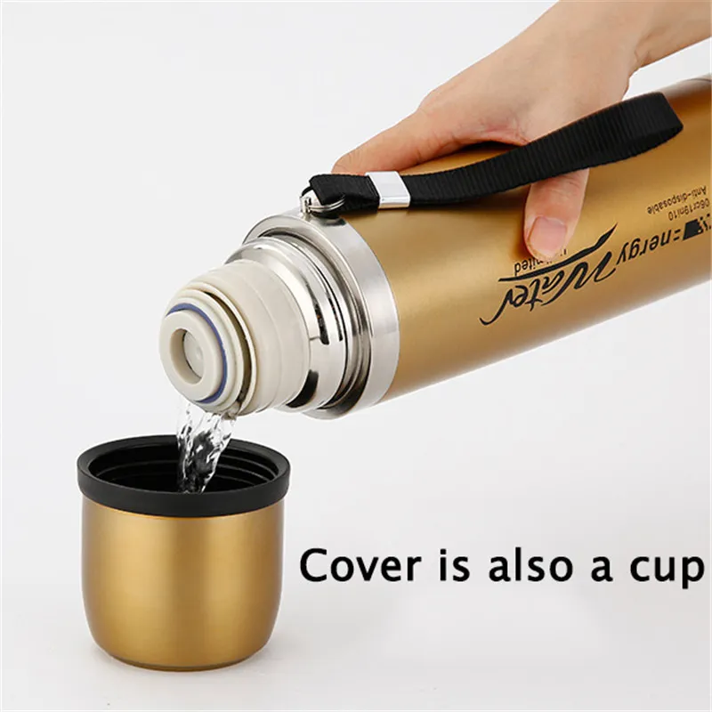 Large Capacity Thermos Vacuum Flasks Stainless Steel Thermal Bottle 1000ml Drinkware Outdoor Cup Travel Tumbler 210423