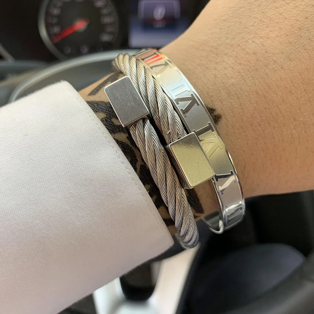 Luxury Brand Man Titan Open Splite Maff Charm Bangle Titanium Нержавеющая сталь Регулируемые браслеты Браслеты для мужчин Женщины Ювелирные Изделия