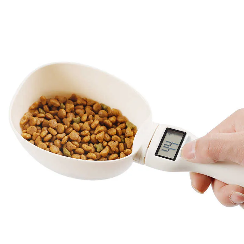 800g / 1g Balance de cuisine Cuillère Nourriture pour animaux de compagnie pour chien Chat Alimentation Tasse à mesurer Portable Amovible avec affichage LED 210615