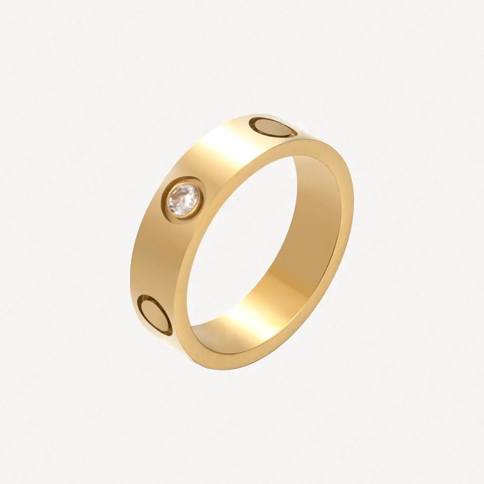 Anel de parafuso de amor clássico anéis masculinos para mulheres aço inoxidável 18k banhado a ouro nunca desbota, não alérgico 5 6mm promessa eterna accesso213y