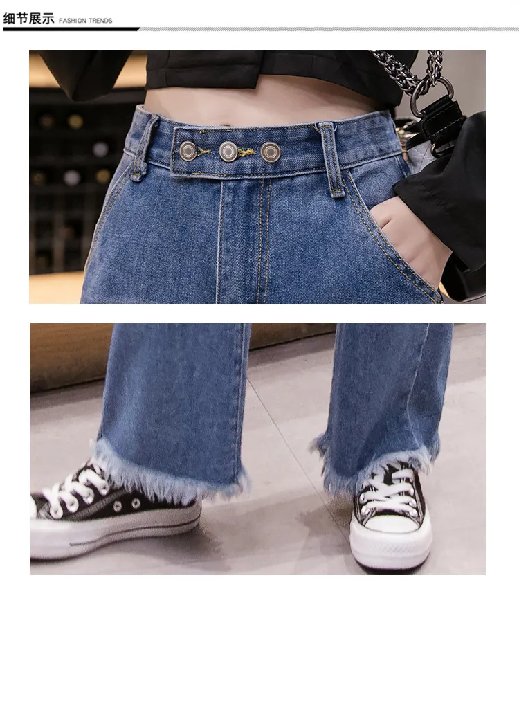 Jeans dritti a vita alta blu primavera Taglie forti Pantaloni larghi larghi casual da donna Pantaloni larghi da ragazza 210514
