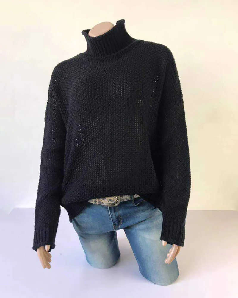 LOGAMI Maglione pullover da donna a collo alto Autunno Inverno Maglione lavorato a maglia Maglioni larghi da donna 210805