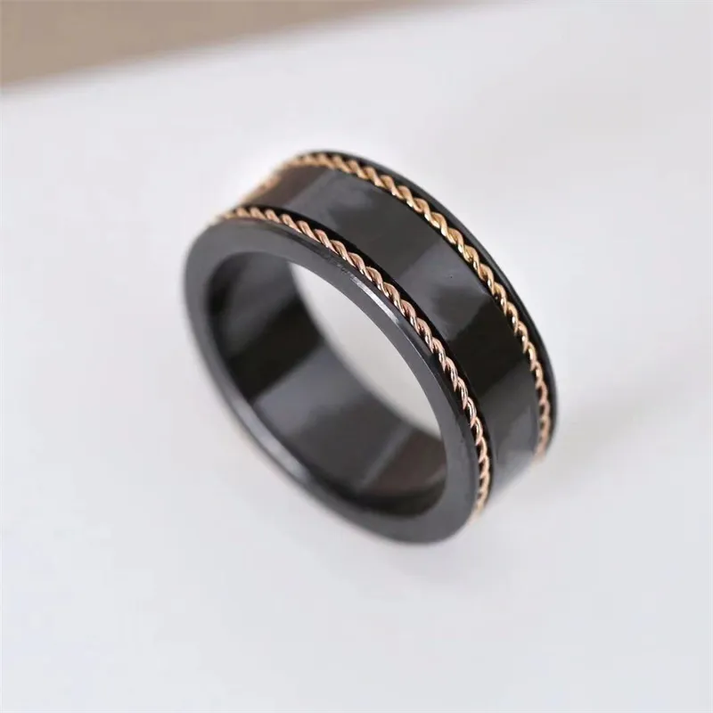 Rose Gold Designer Pierścienie mężczyźni kobiety biały czarny pierścionek ceramiczny luksus mężczyzn biżuteria