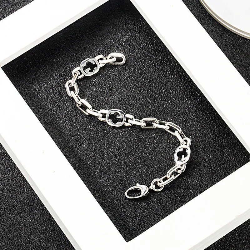 Европейский популярный браслет из стерлингового серебра 925 пробы, модный браслет для мужчин и женщин, пара браслетов