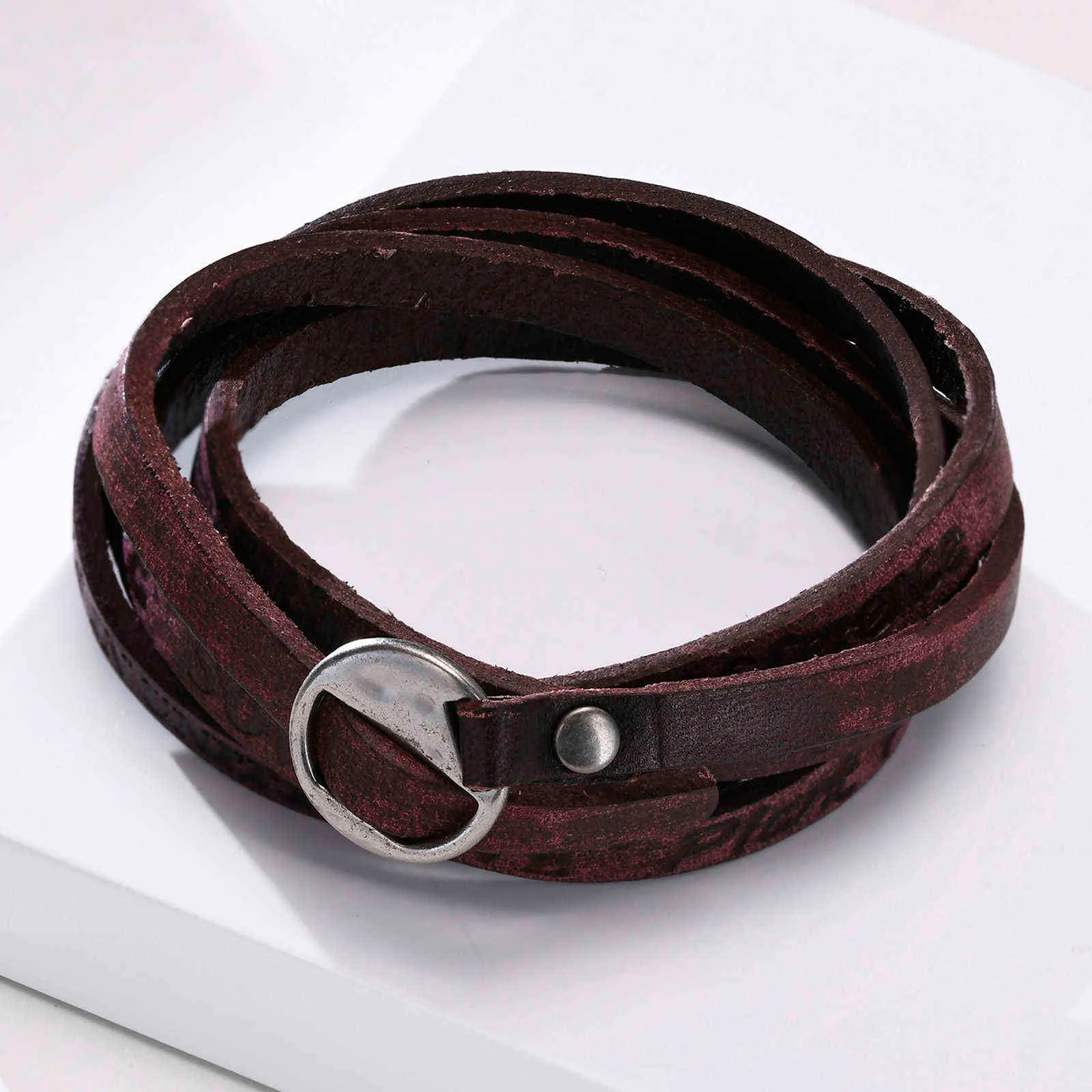Enkla och vackra män läder wrap armband i mörkbrun nuvarande gåva till pappa make pojkvän manliga smycken9567067