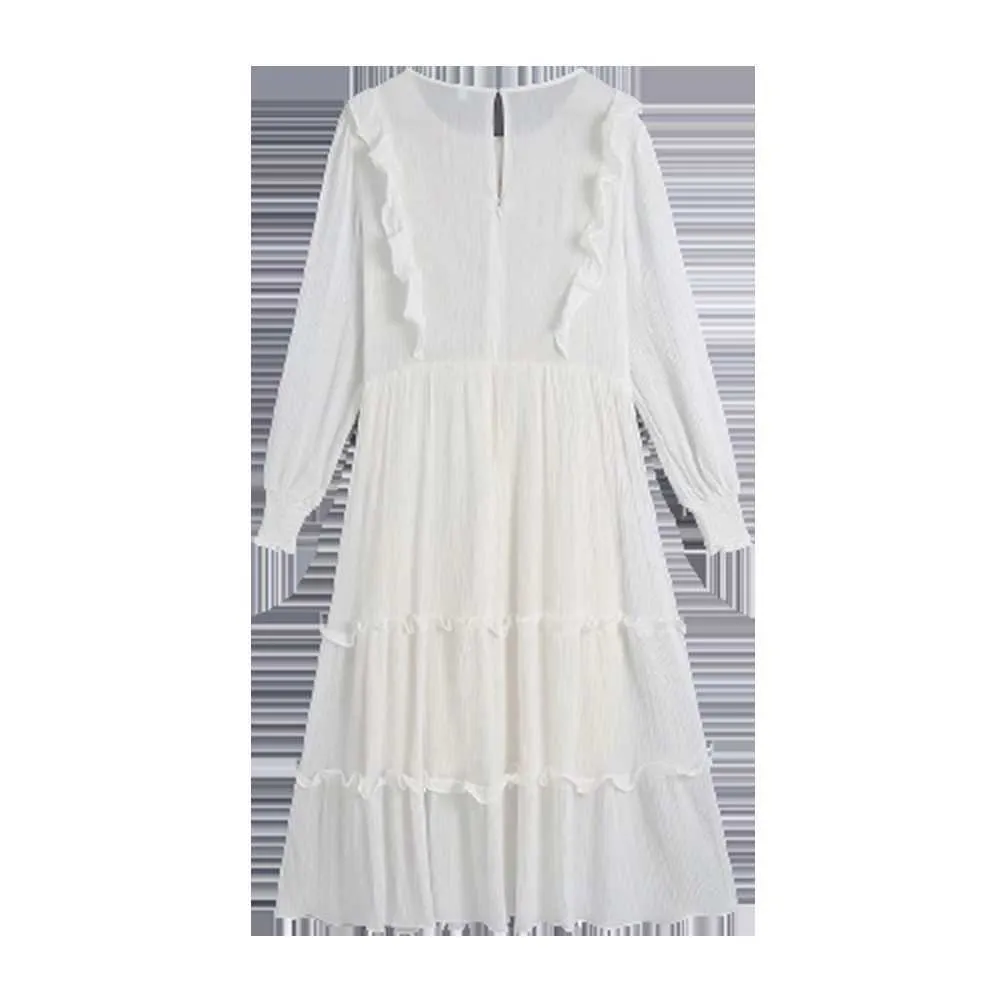 Za Dress Femmes Chic Mode Fleur Broderie Midi Vintage À Manches Longues O Cou Femme es Vestidos Mujer 210531