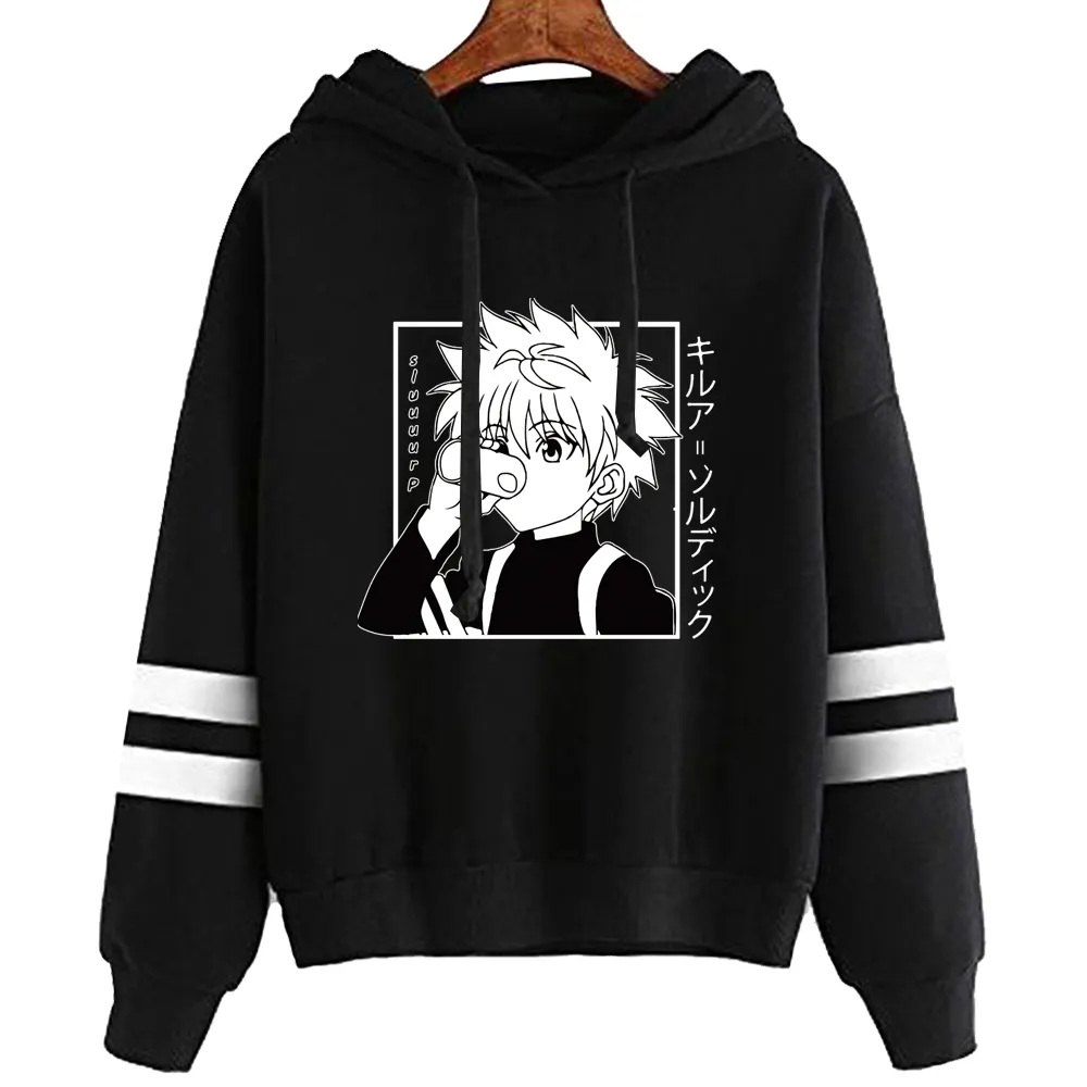 Harajuku Hunter X Hunter Hoodies Men Women Long Sleeve Sweatshirt Killua Anime Manga Black Hoodies Tops Clothes Y0319