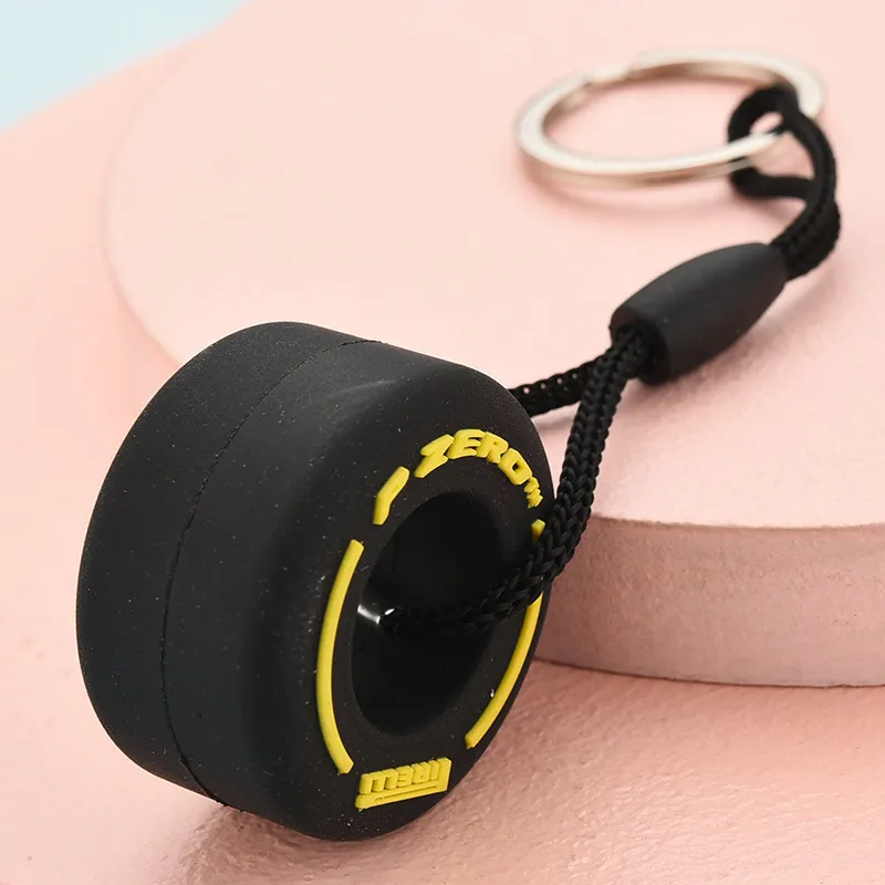 PVC Weiche Gummi -Reifen -Schlüsselbund Silikon F1 Mini niedliche Reifenauto -Schlüsselringe Tasche Reißverschluss Dekoration Charms Geschenke für Unisex Y04145570813