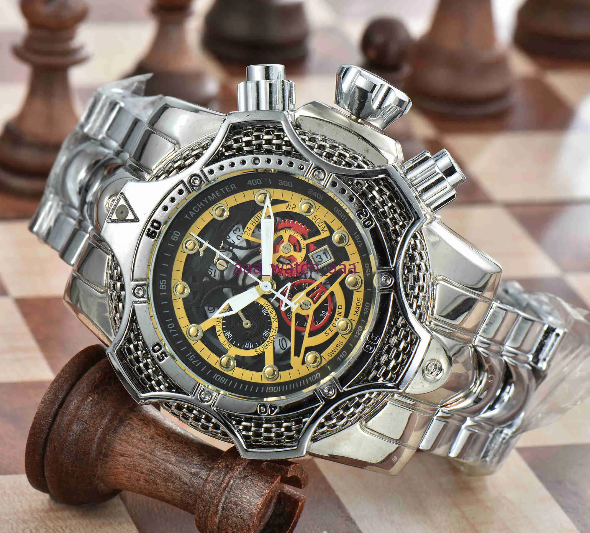 無敗の時計 2021 熱い販売高品質大型ダイヤル自動日付ステンレス鋼腕時計メンズクォーツ時計リロイデやつ