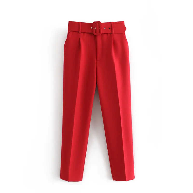 BLSQR Fashion Violet Women Suits Pants Blazer High Taille Belt Pants Office Dames broek 210331