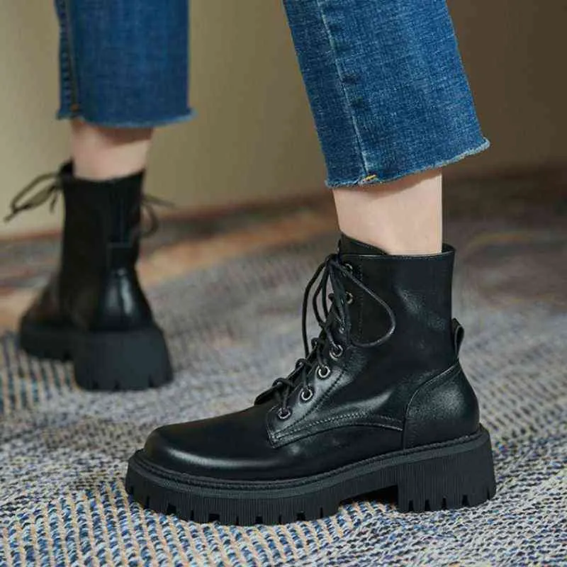 Sapatos de vestido Rizabina Nova Moda Botas de tornozelo de couro genuíno para mulheres baixo calcanhar curto boot inverno fresco calçado feminino tamanho 34-42 2 9