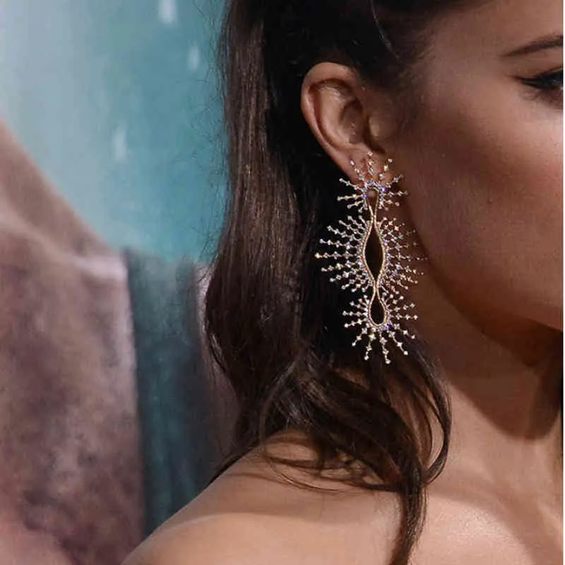 Godki merk beroemde luxe vuurwerk charme oorbel voor vrouwen bruiloft volledige micro cz cubic zirkoon Dubai Indian Earrings Bohemen