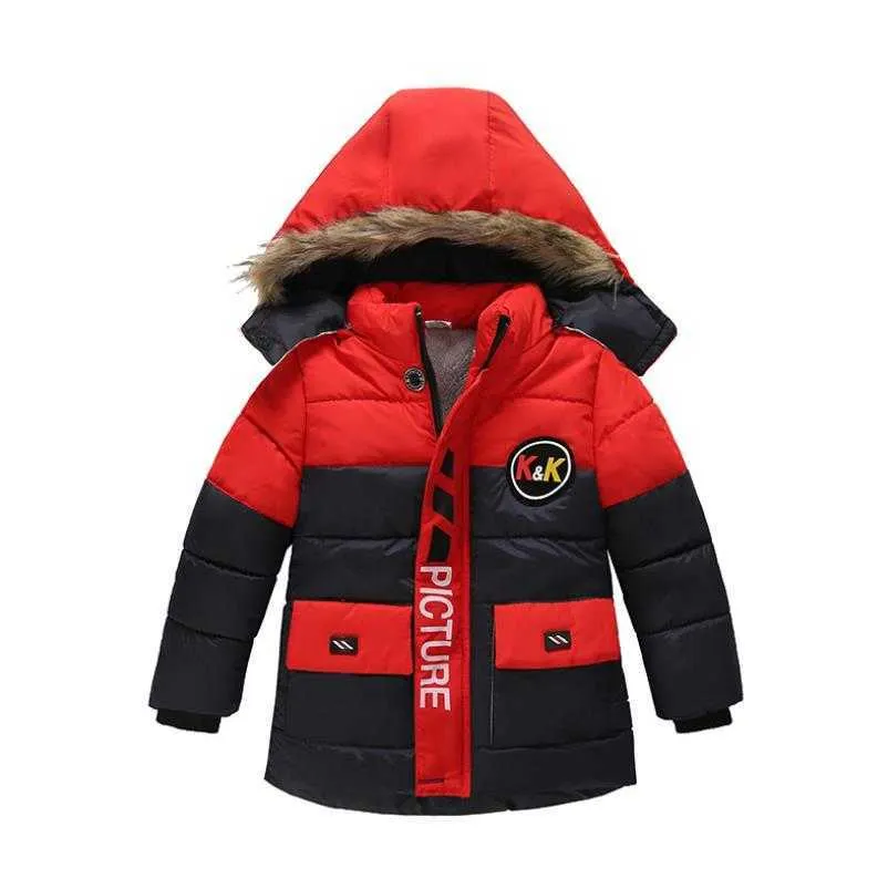 Kurtka zimowa dla dzieci chłopcy z kapturem bawełniana odzież śnieg ciepły płaszcz dla chłopca 3 - 6 lat odzież płaszcz 210916